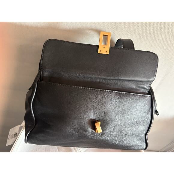 Samsonite Travel Bag Black Leather Long Shoulder Strap Front Turn Lock Pocket - Picture 5 of 9